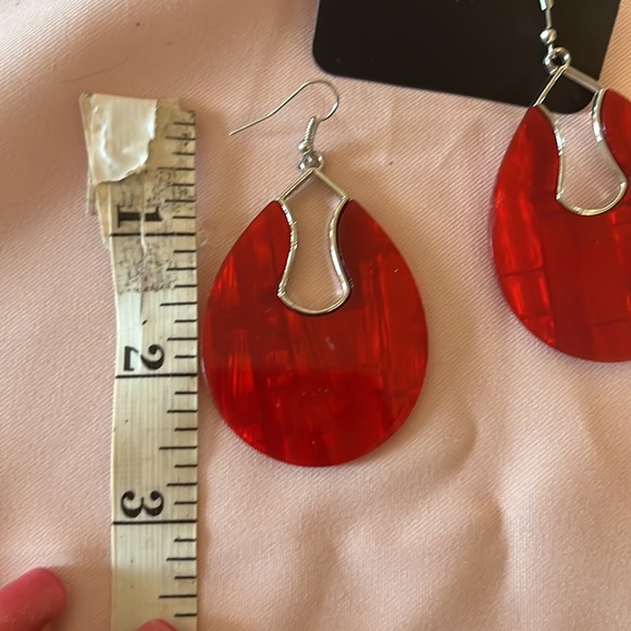 3/$12.     Red dangle Hoops - Picture 3 of 3